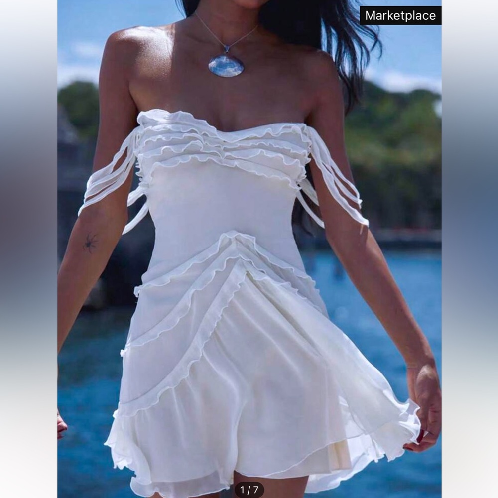 bridal white dress!! short white mini!!